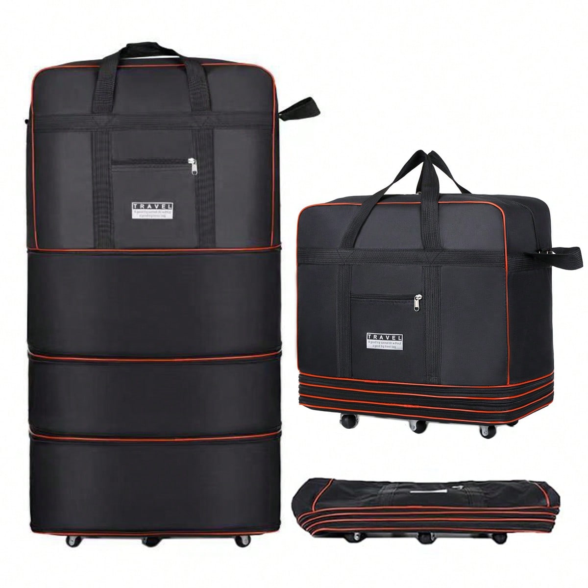 Black Collapsible Rolling Trav - Foldable Rolling Luggage Bag 评论和价格