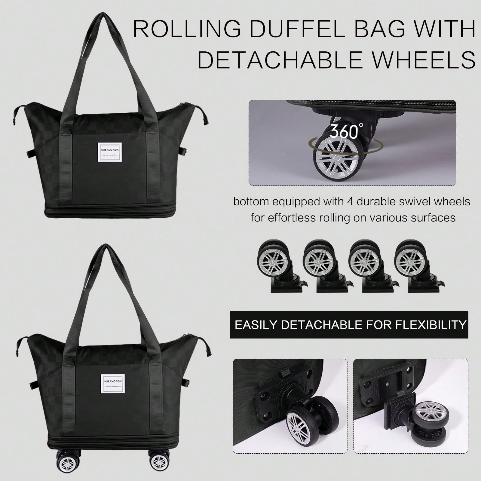 Expandable Rolling Duffle Bag  - Foldable Rolling Luggage Bag 评论和价格