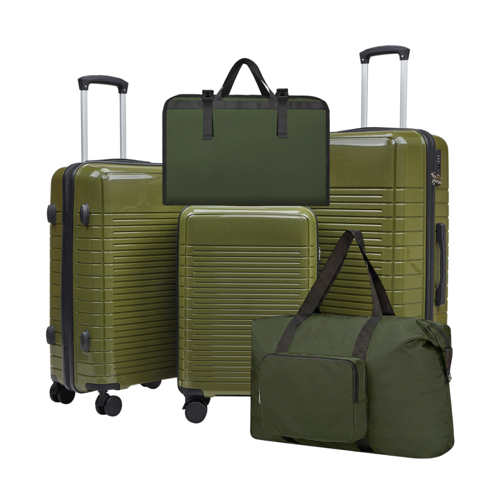 5 Piece PP Hard Shell Luggage  - Foldable Rolling Luggage Bag 评论和价格