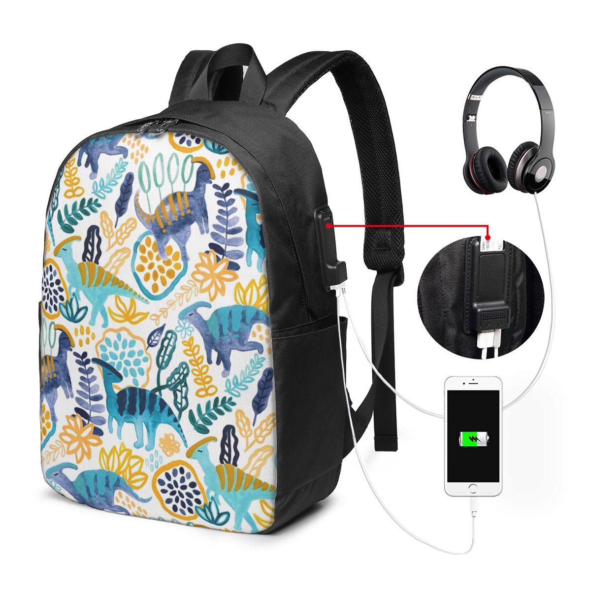 Gouache Parasaurolophuses Back - Backpacks 评论和价格
